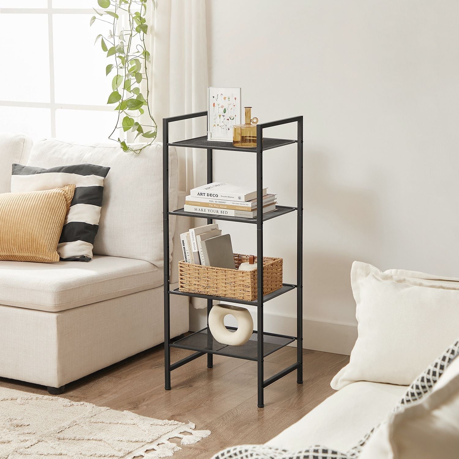 Badezimmerregal - Stehstange - Plant Rack - Badezimmerschrank - Schwarz