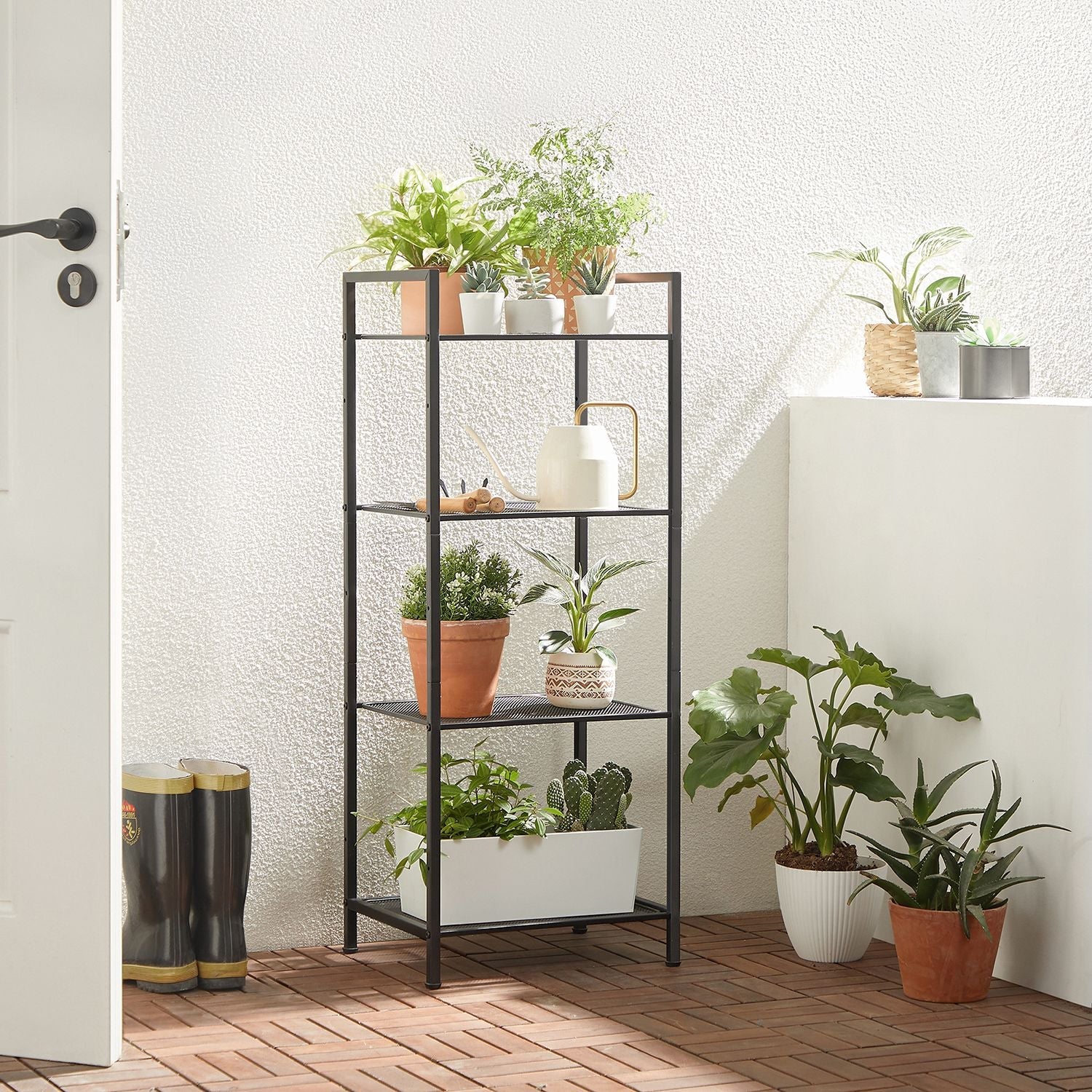Badezimmerregal - Stehstange - Plant Rack - Badezimmerschrank - Schwarz