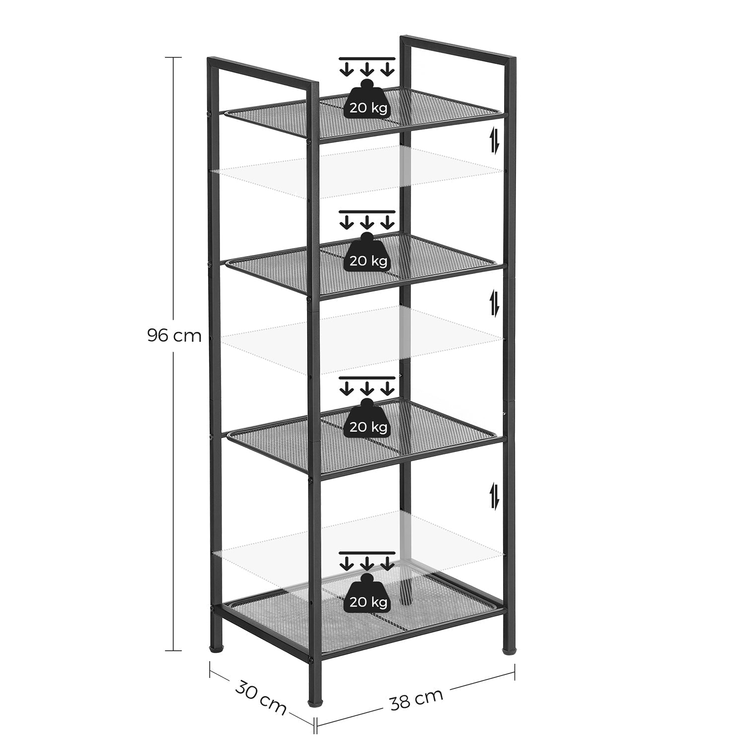 Badezimmerregal - Stehstange - Plant Rack - Badezimmerschrank - Schwarz