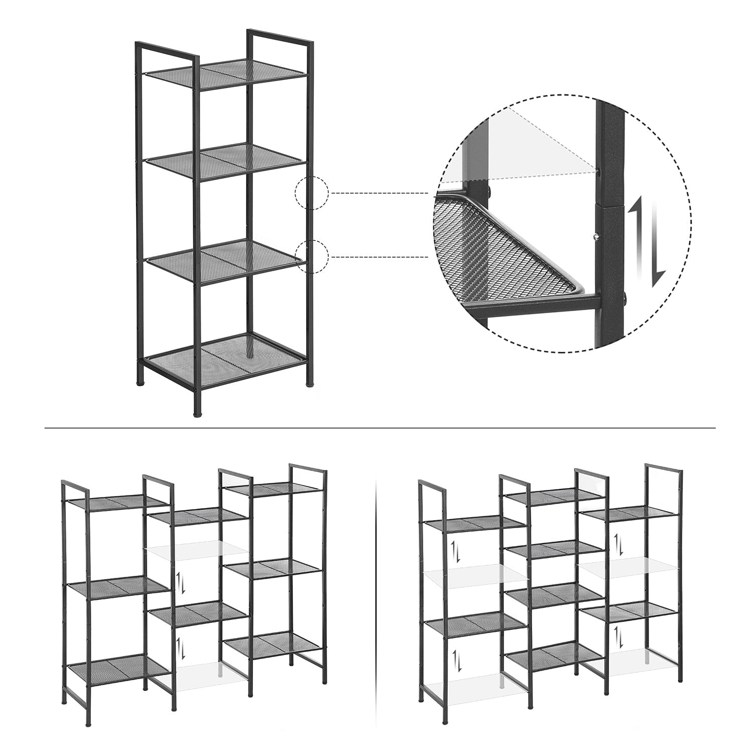 Badezimmerregal - Stehstange - Plant Rack - Badezimmerschrank - Schwarz