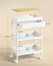 Trolley - 25,5 x 41 x 68 cm - Wit/Goud Eiken - 3 lagen - Maximale belasting per plank 10 kg