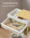 Trolley - 25,5 x 41 x 91 cm - Wit/Goud Eiken - 4 laags - Kunststof en Multiplex - Max. 10 kg per plank