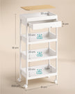 Trolley - 25,5 x 41 x 91 cm - Wit/Goud Eiken - 4 laags - Kunststof en Multiplex - Max. 10 kg per plank