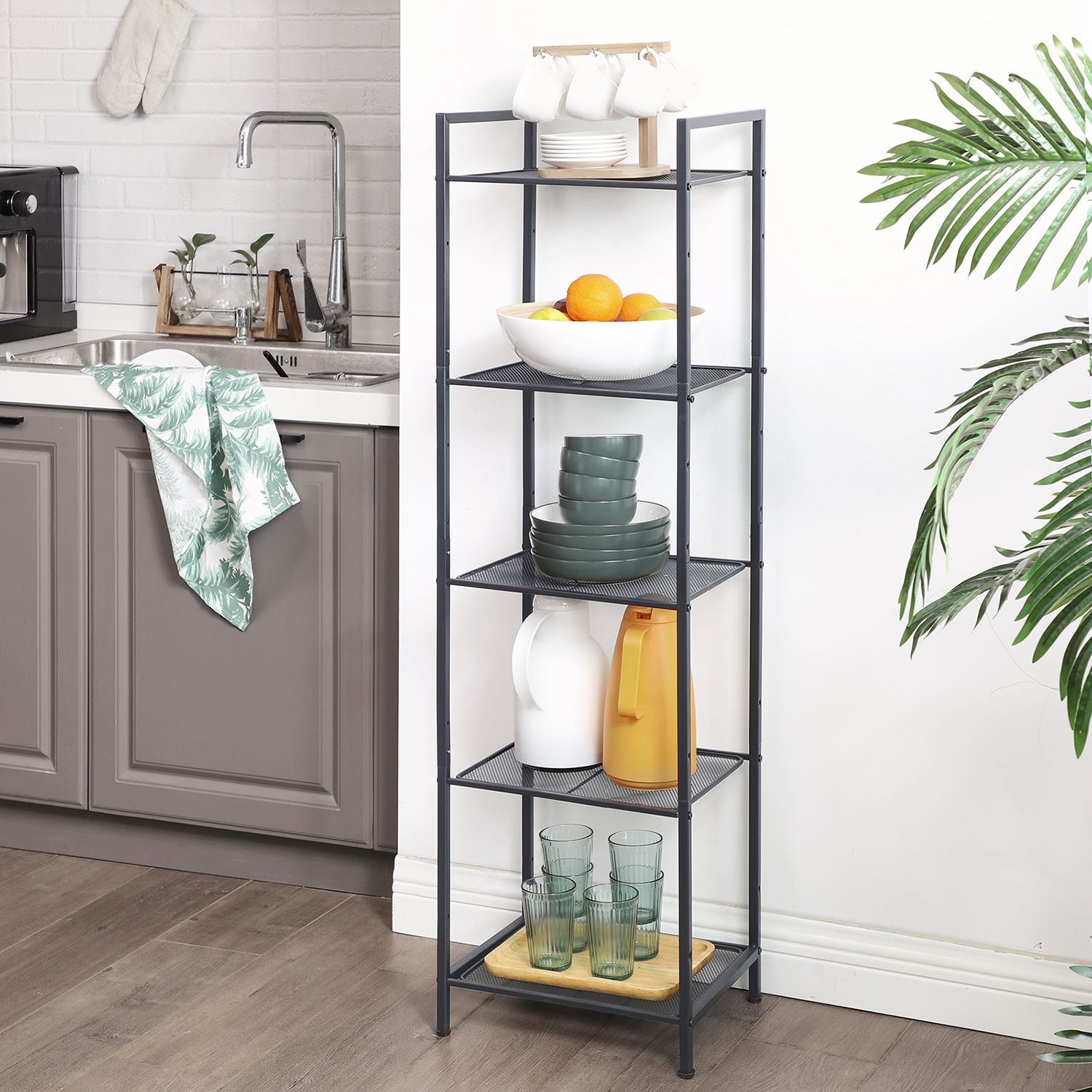 Badezimmerschrank - Stehstange - Lagerschrank - Wohnzimmermöbel - Schwarz