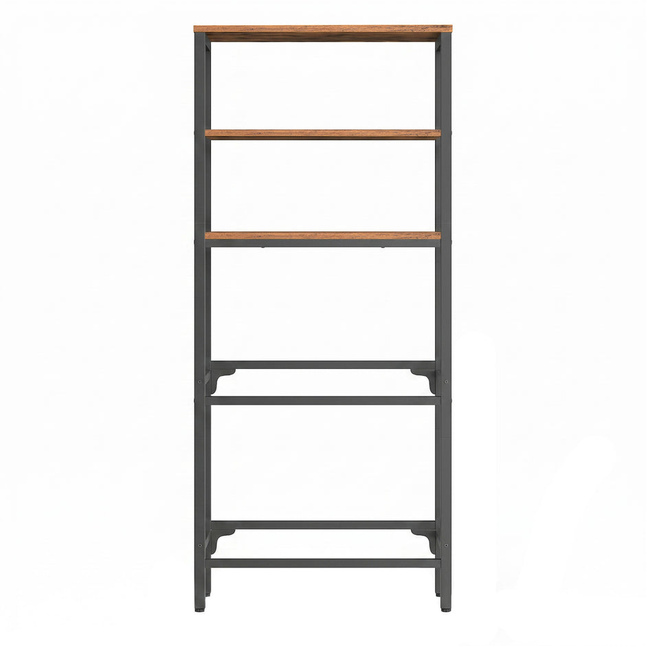 Krattenrek - Voor 4 Kratten - 3 Planken - Staal - Bruin-Zwart