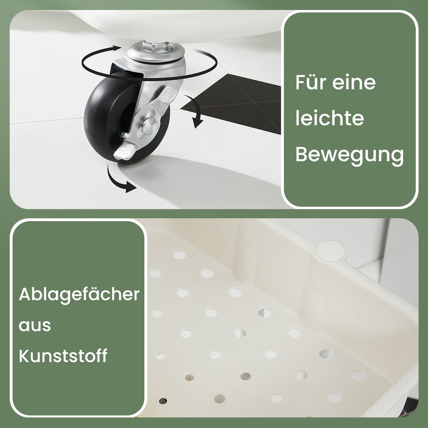 3-layerer Trolley, Servierwagen, Küchenwagen mit Griff