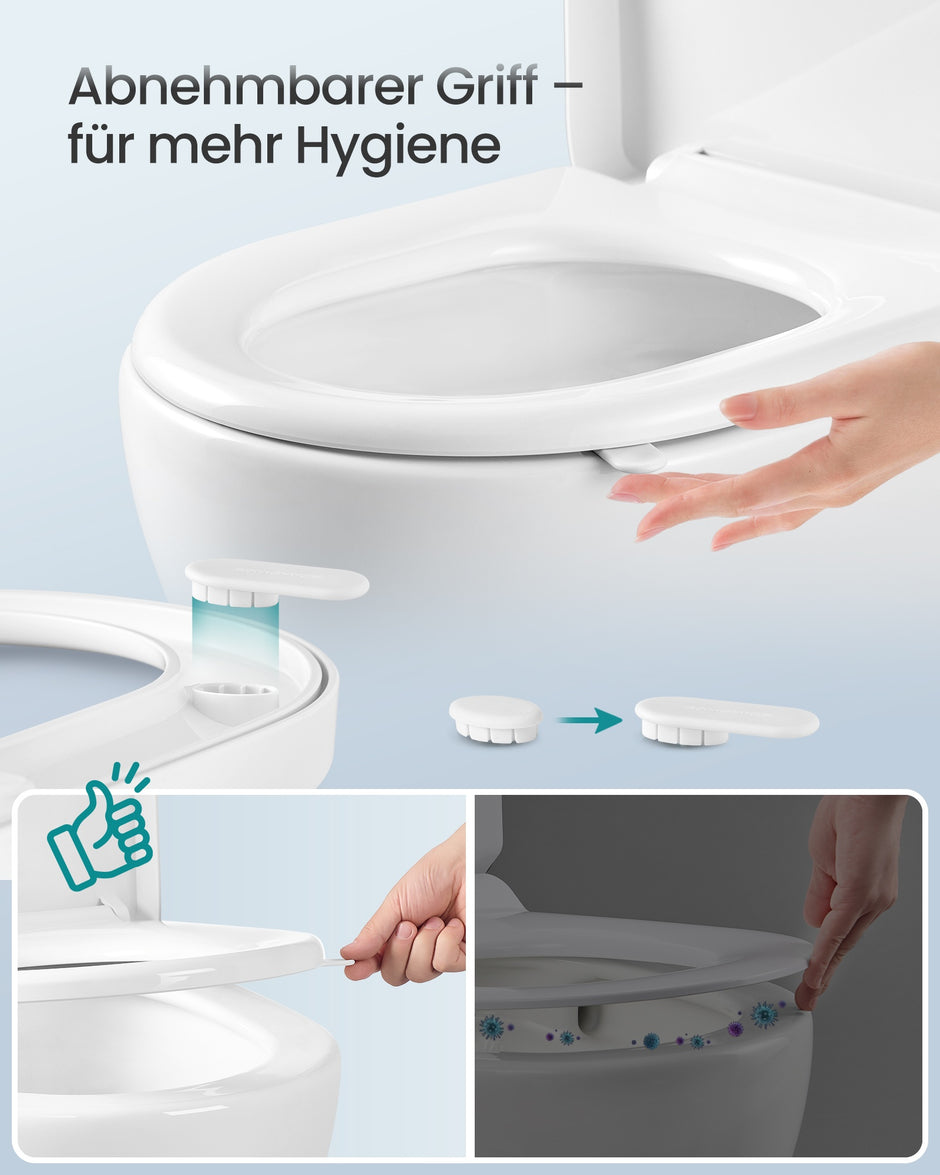 Toiletbril - 42,5 x 36,8 cm - softclose-mechanisme - afneembare zitting - PP-kunststof - wit - maximaal draagvermogen 300 kg