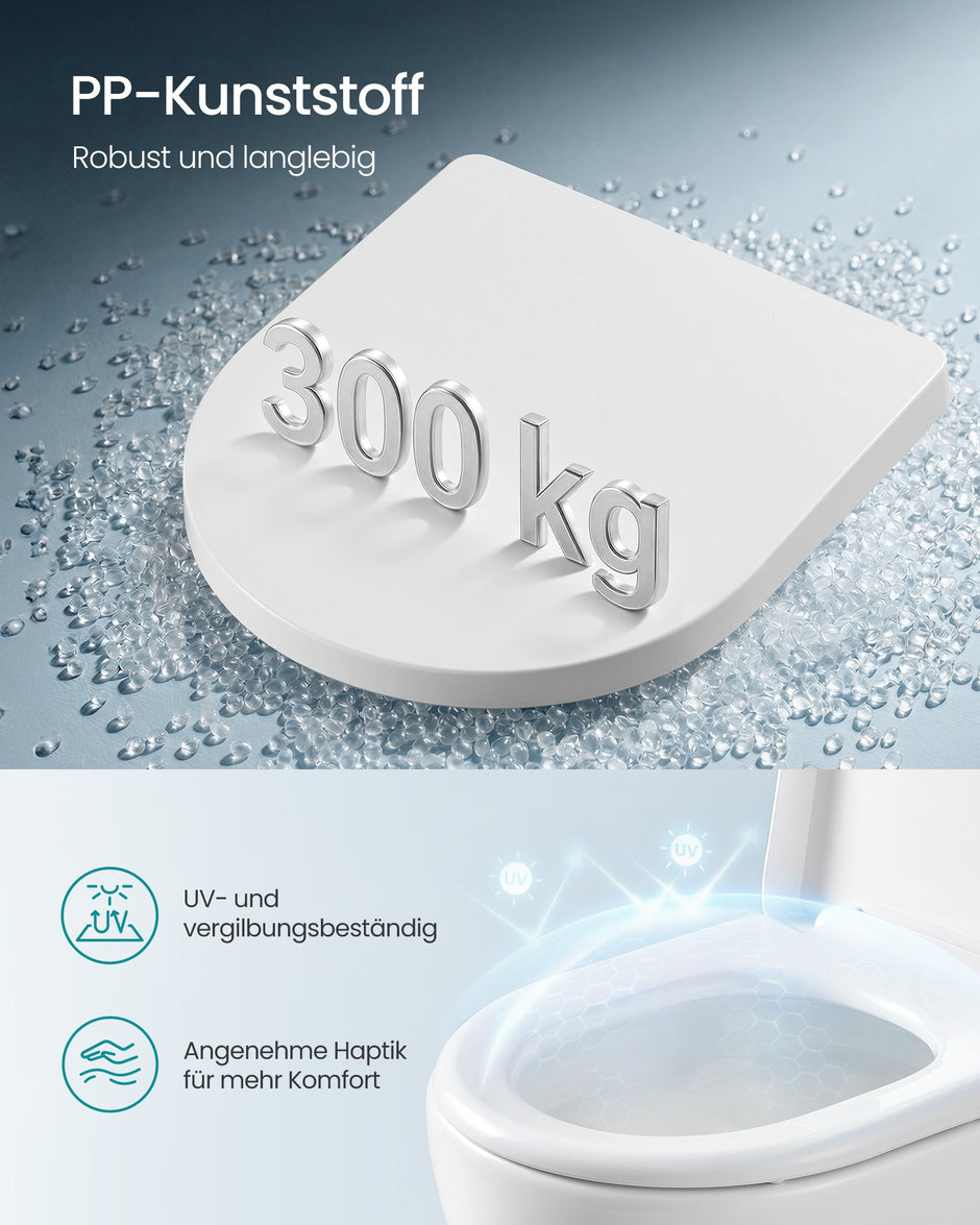 Toiletbril - 42,5 x 36,8 cm - softclose-mechanisme - afneembare zitting - PP-kunststof - wit - maximaal draagvermogen 300 kg