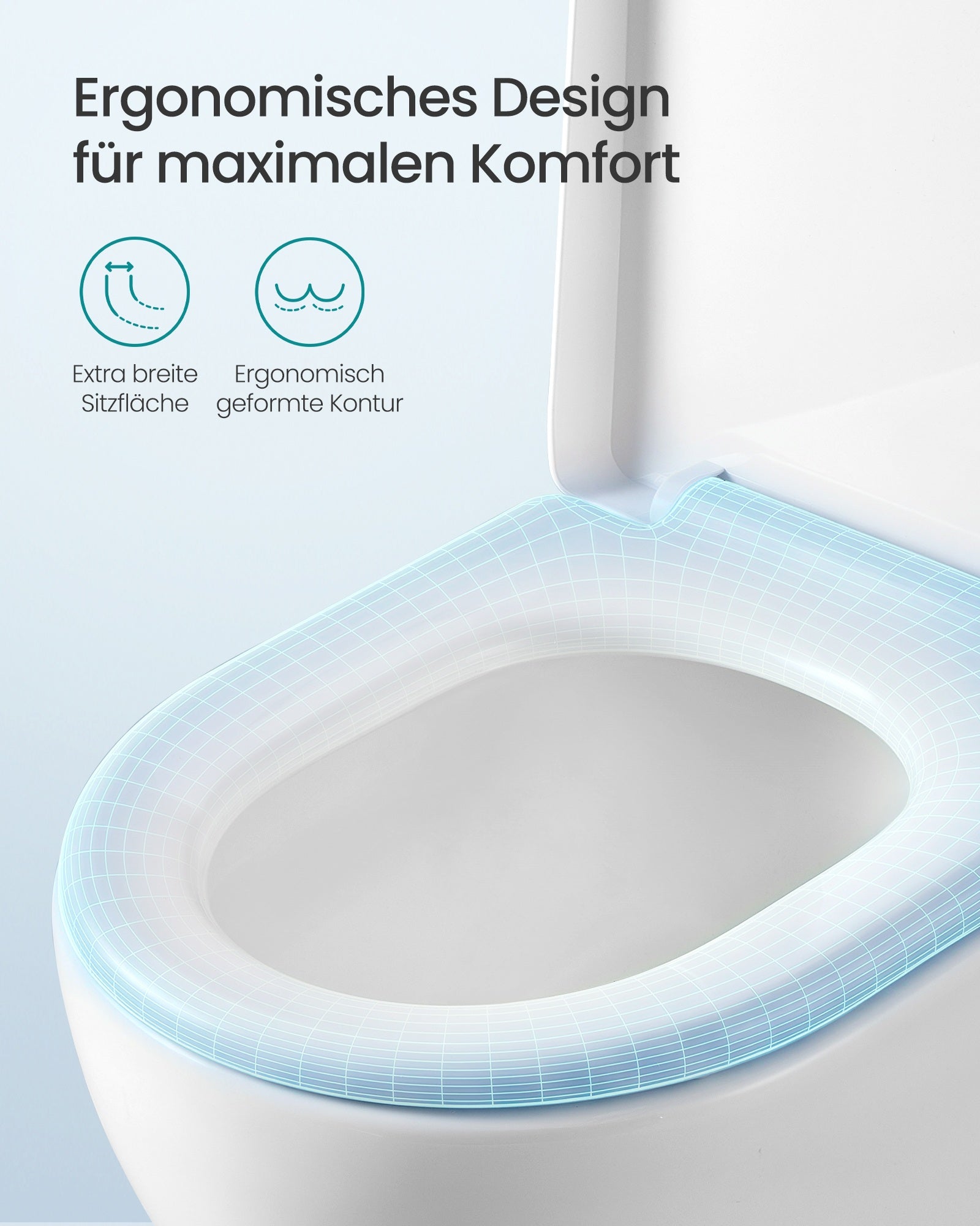 Toiletbril - 42,5 x 36,8 cm - softclose-mechanisme - afneembare zitting - PP-kunststof - wit - maximaal draagvermogen 300 kg