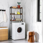 Badezimmerregal - mit 3 offenen Regalen - Industrial - Braun/Schwarz