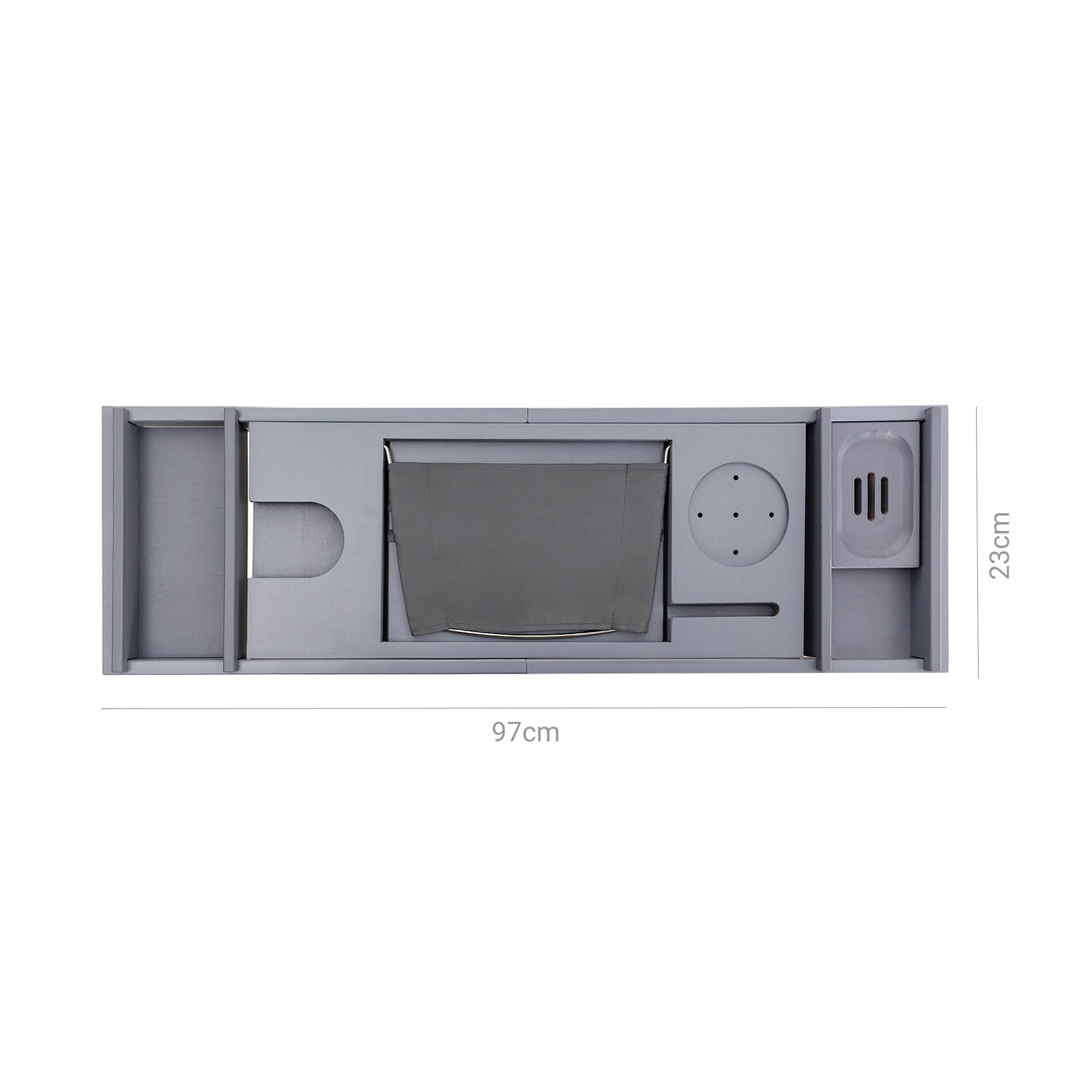 Badebadung - Bambus Badestange - Verstellbar (75-109) x 23 x 4,5 cm - Grau