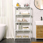 Badezimmerregal - Bambusregal mit 5 Regalen - Weiß