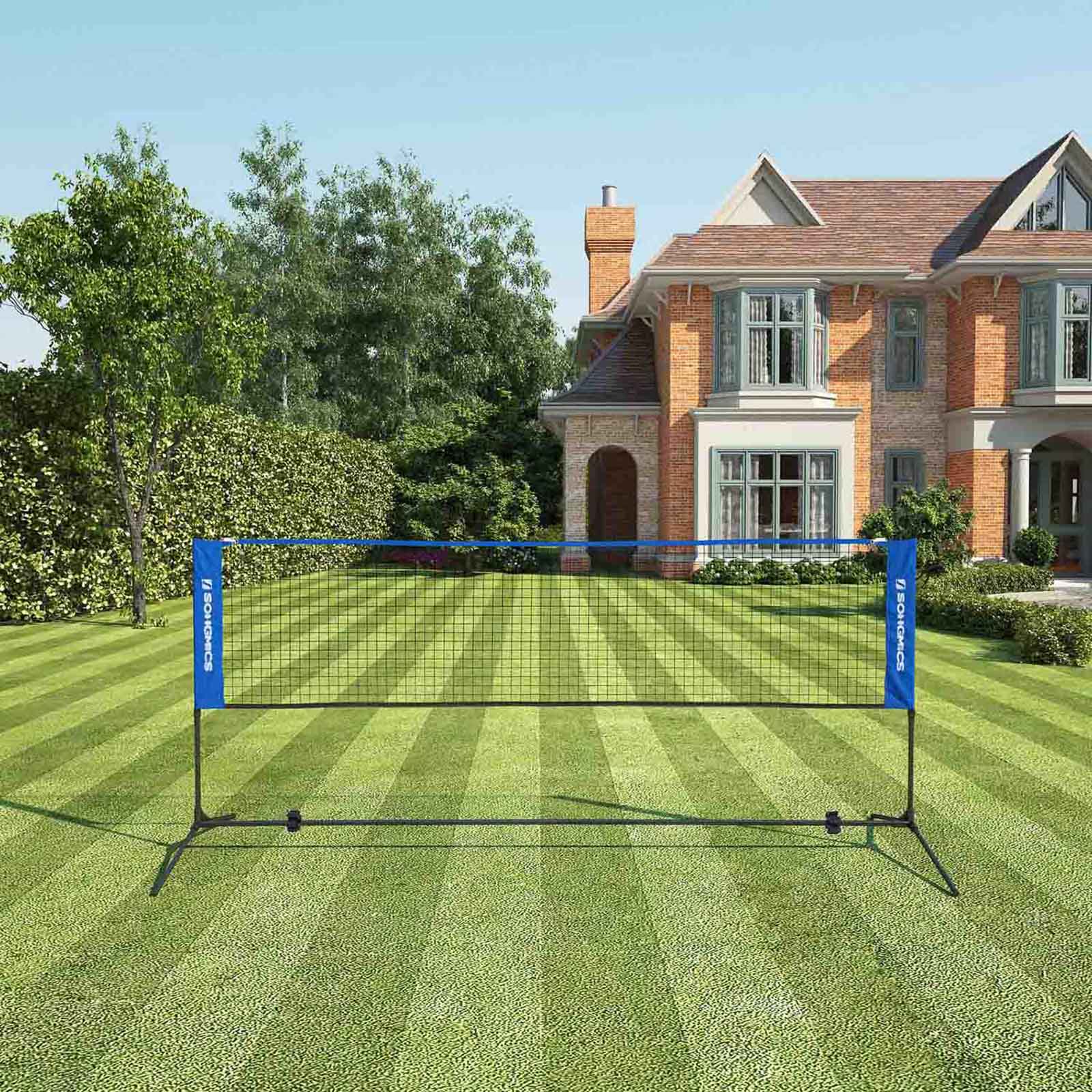 Badmintonnet - einstellbares Tennisnetz - 3 Meter - Blau