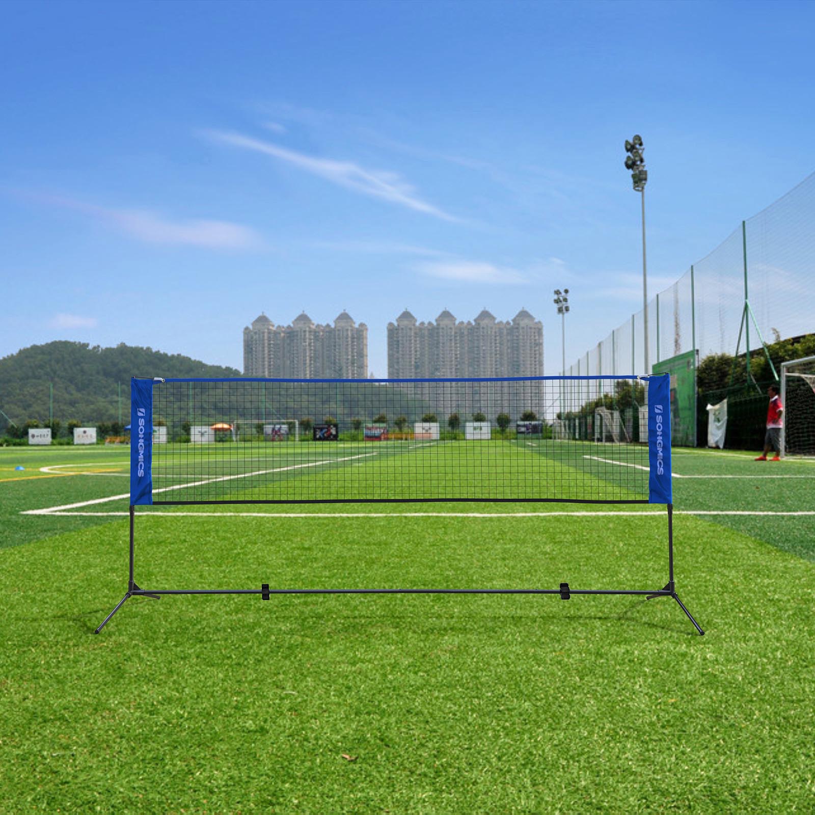 Badmintonnet - einstellbares Tennisnetz - 3 Meter - Blau
