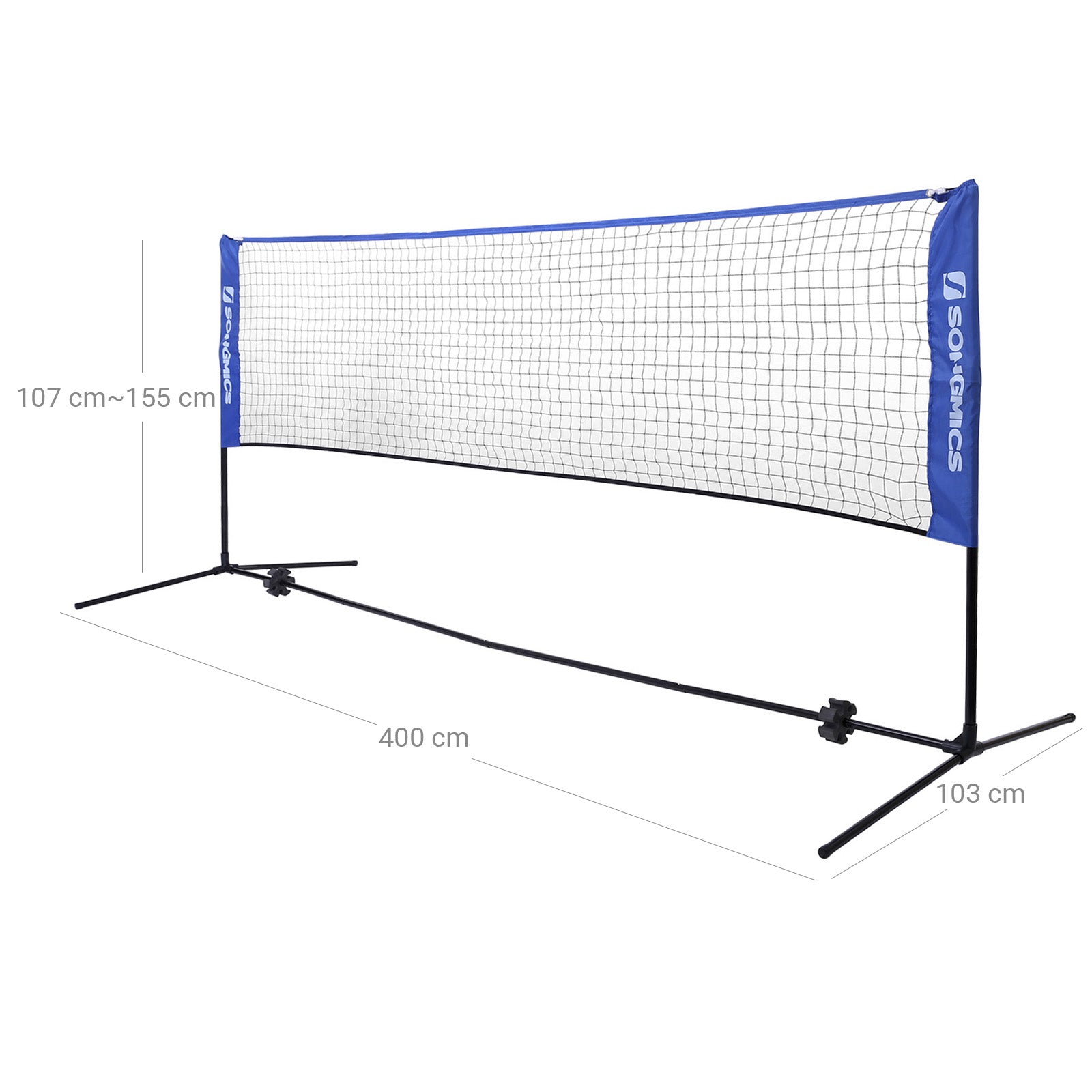 Badmintonnet - einstellbares Tennisnetz - 3 Meter - Blau