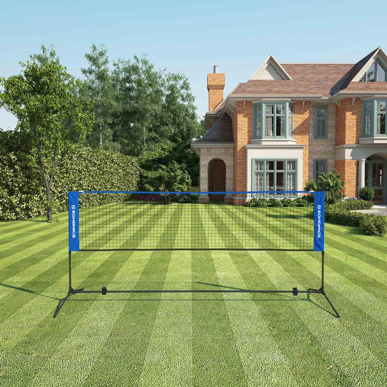 Badmintonnet - Tennisnet - einstellbar - inkl. Rahmen und Tasche - blau