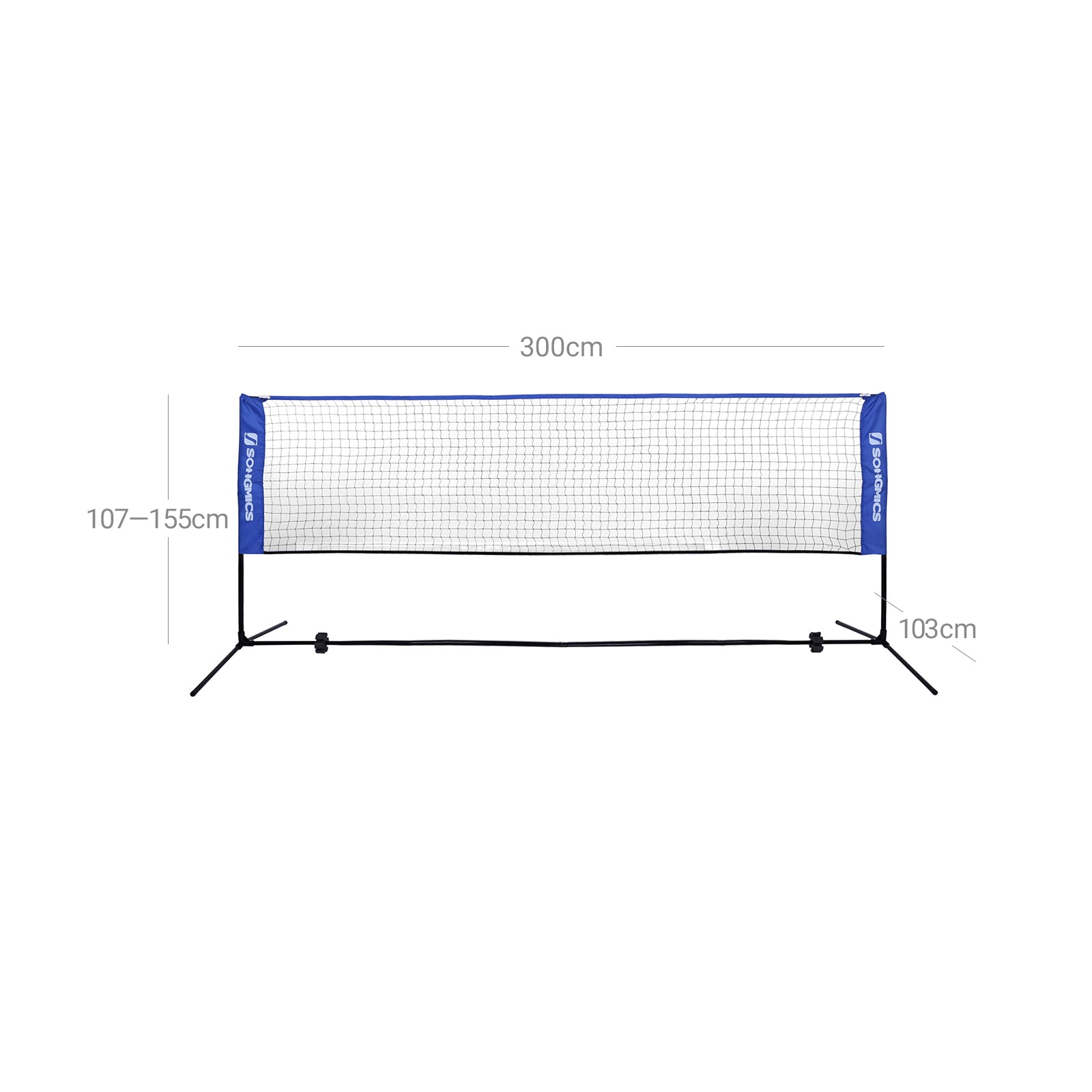 Badmintonnet - Tennisnet - einstellbar - inkl. Rahmen und Tasche - blau