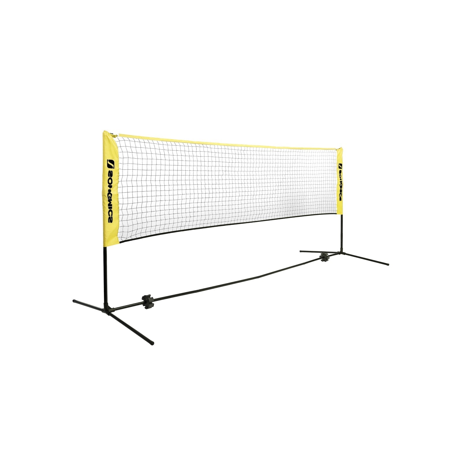 Badmintonnet - einstellbares Tennisnetz - einschließlich Standard- und Trägertasche - Gelb/Schwarz