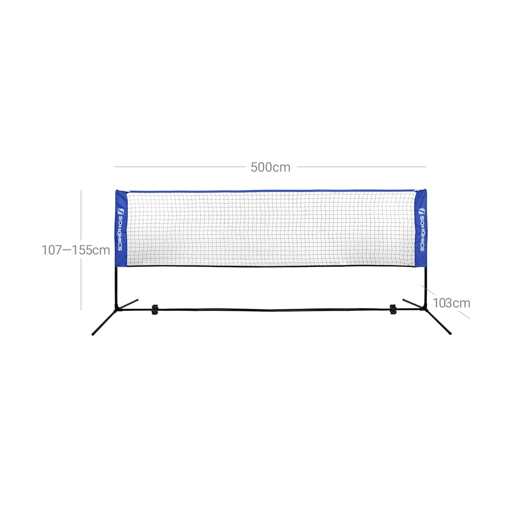 Badmintonnet - Verstellbares Tennisnetz mit Eisenrahmen und Tasche - Blau