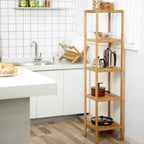 Badezimmerregal - Bambus - 5 Stockwerke - 33 x 33 x 146 cm - schmal