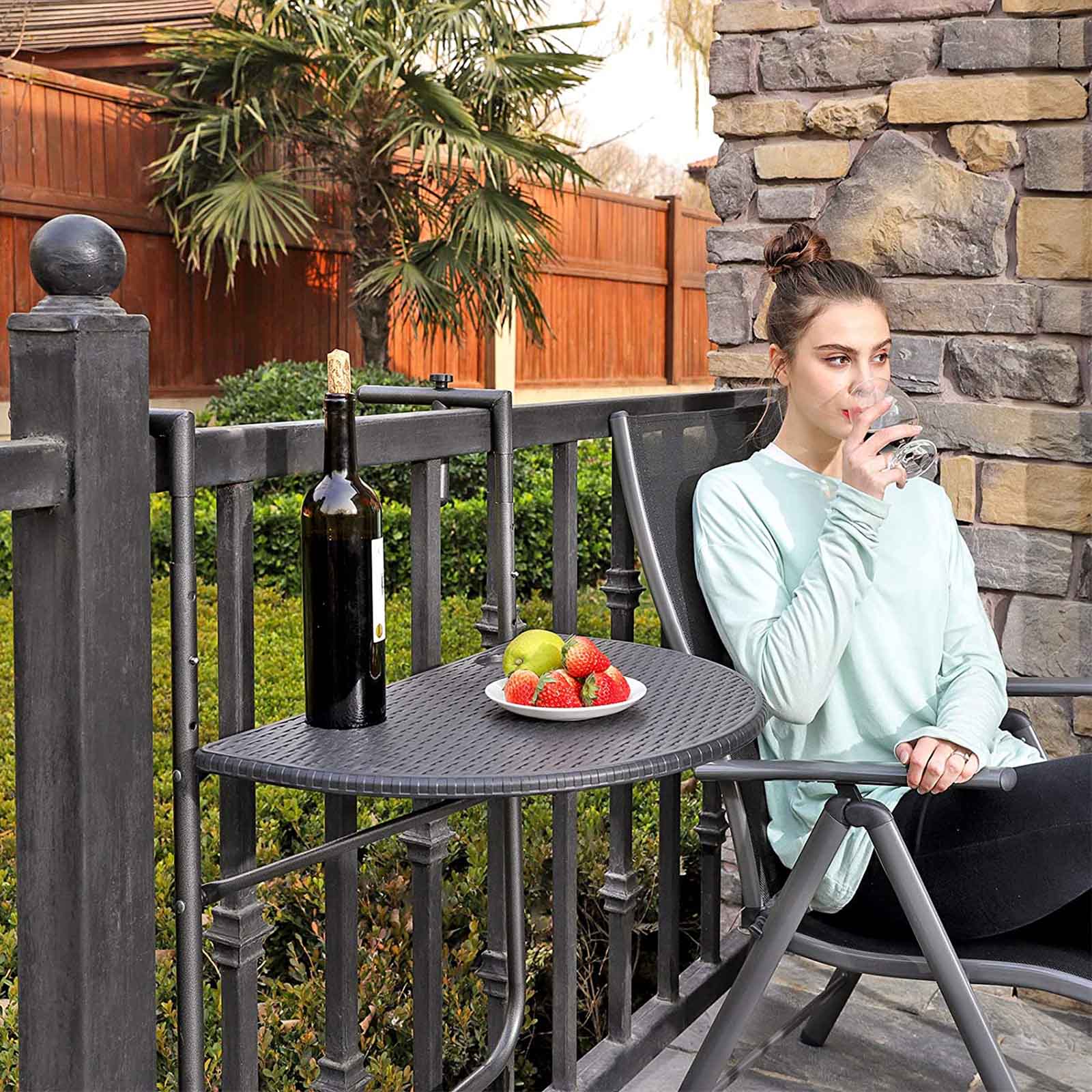 Balkon Hangtisch - Polyrotaner - Schwarz
