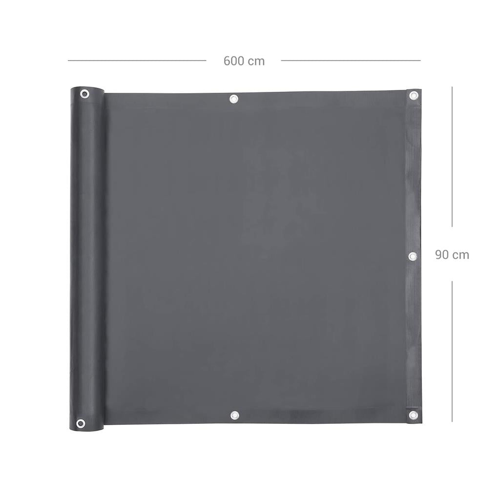 Balkonabdeckung - Datenschutzschutz - 6 x 0,9 m - Grau