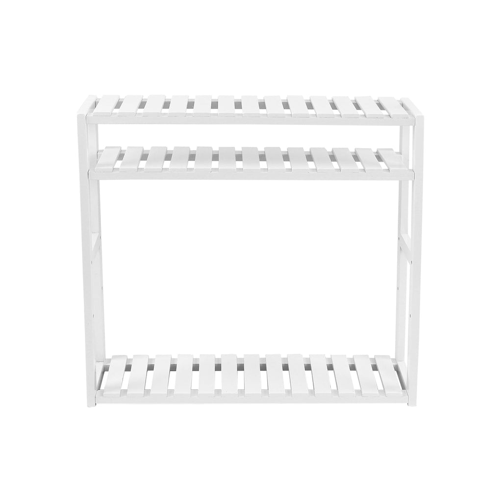 Badezimmerregal - Plant Rack - Bambus - 3 verstellbare Regale - Weiß