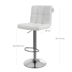Barhocker - 2 -Set von 2 - mit Rückenlehne - gesteppter Sitz - Weiß