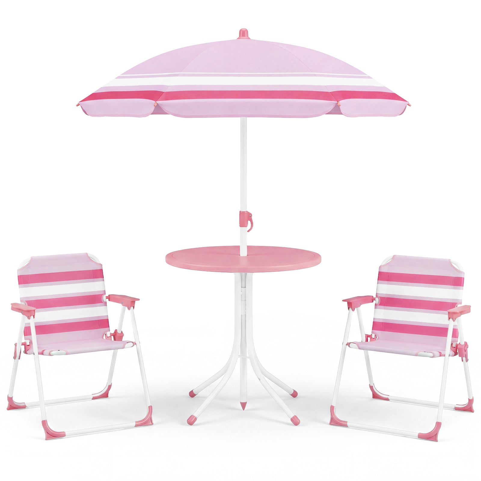 Barnmöbelset – med höjdjusterbart solparasoll, 4‑delat barnset bord och fällstolar – 2