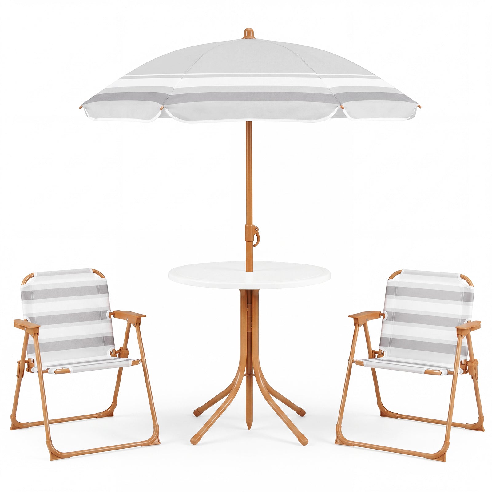 Barnmöbelset – med höjdjusterbart solparasoll, 4‑delat barnset bord och fällstolar – 2