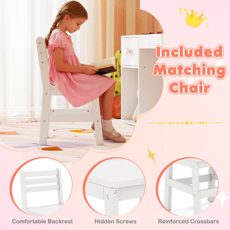 Barnsminkbord – med belysning prinsessbord belyst spegel frisörsbord Rent