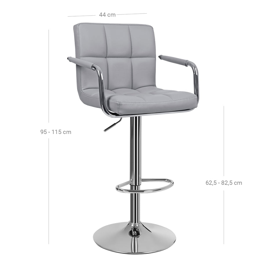 Barhocker - 2 - mit Armlehnen - grau