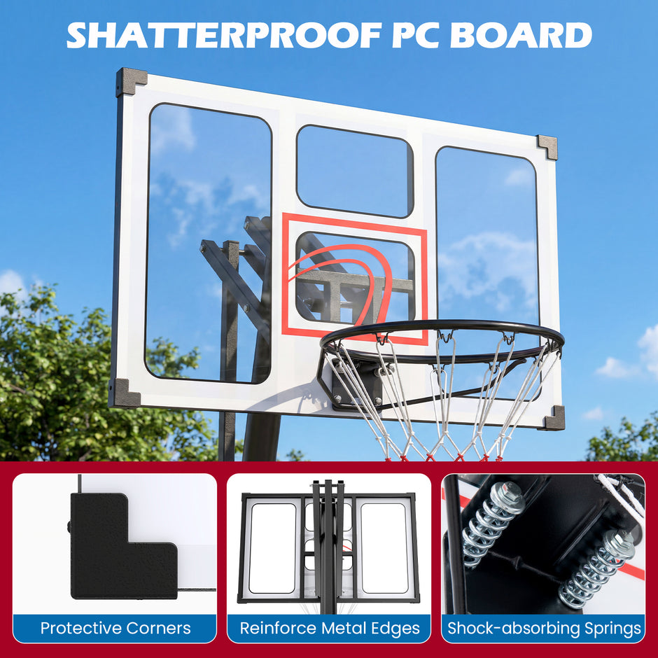 Basketkorg – med hjul, 150‑305 cm höjdjusterbar basketställare PC‑bakplatta