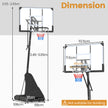 Basketkorg – med stativ, höjdjusterbar basketanläggning retur för bollen – 245-305 cm