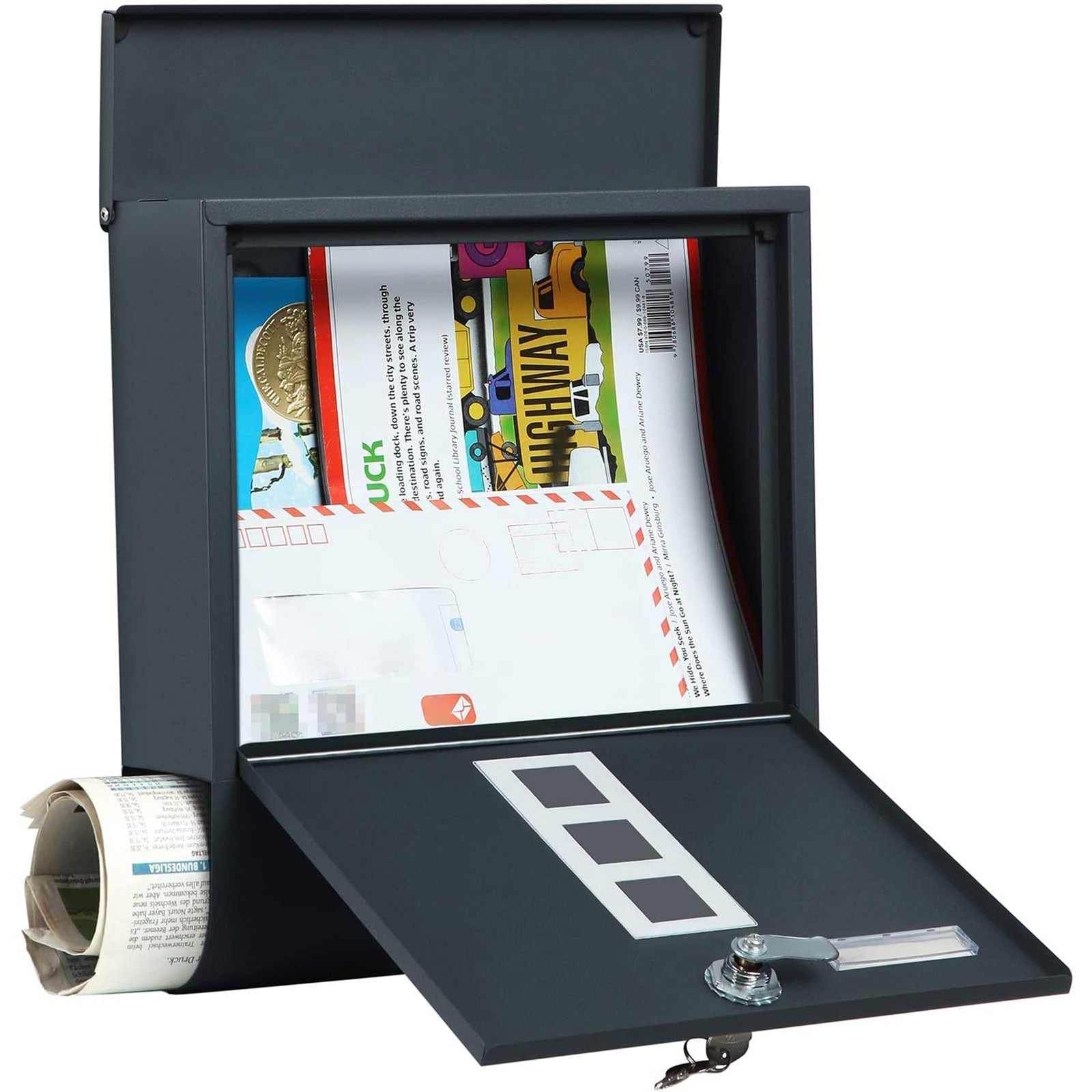 Mailbox - Wall Letterbox mit Schloss - an der Wand - Schwarz