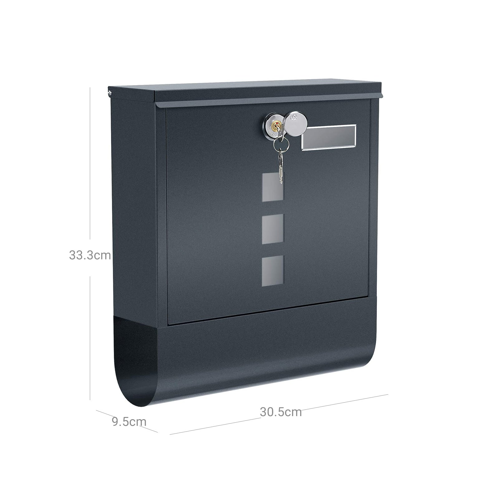 Mailbox - Wall Letterbox mit Schloss - an der Wand - Schwarz