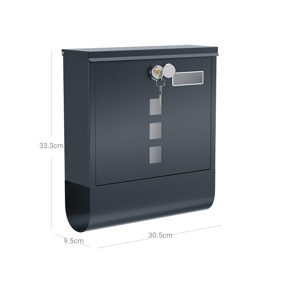 Mailbox - Wall Letterbox mit Schloss - an der Wand - Schwarz