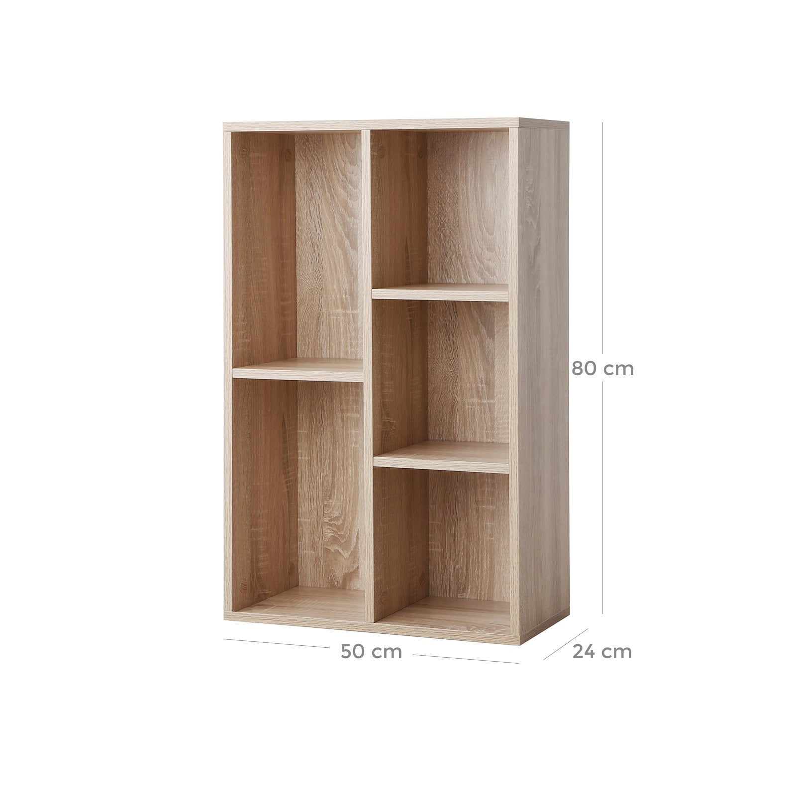 Bücherregal - 5 Fächer - Wohnzimmerschrank - Holz