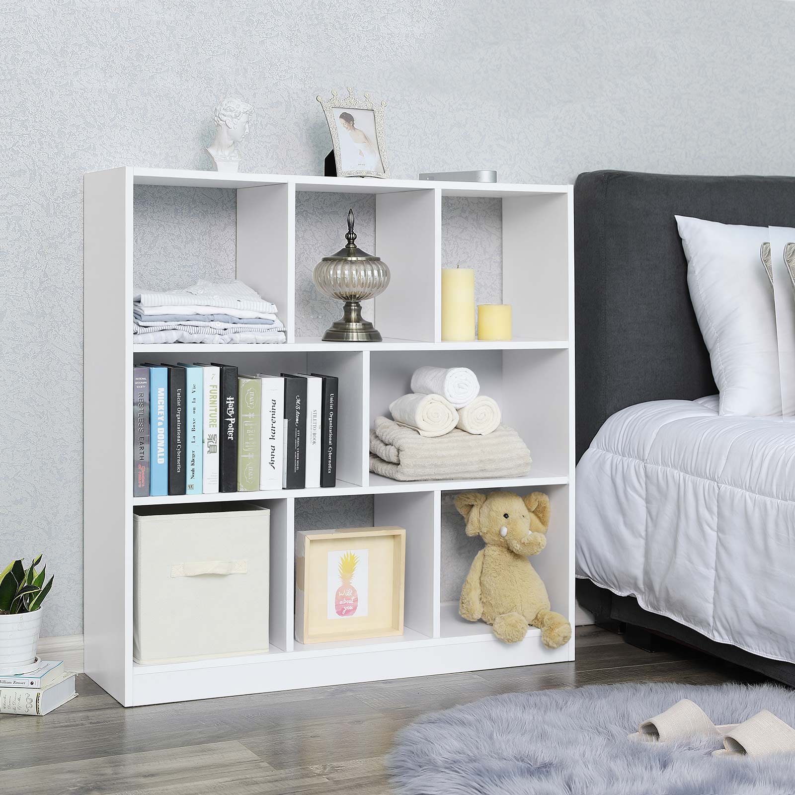 Bücherregal - Kubus Board - offene Fächer - Wohnzimmerschrank - Weiß