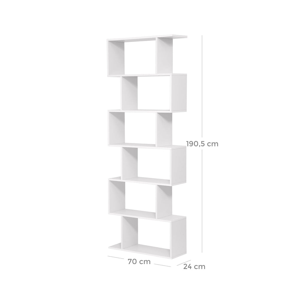 Bücherregal - 6 Level - dekorativ - weiß
