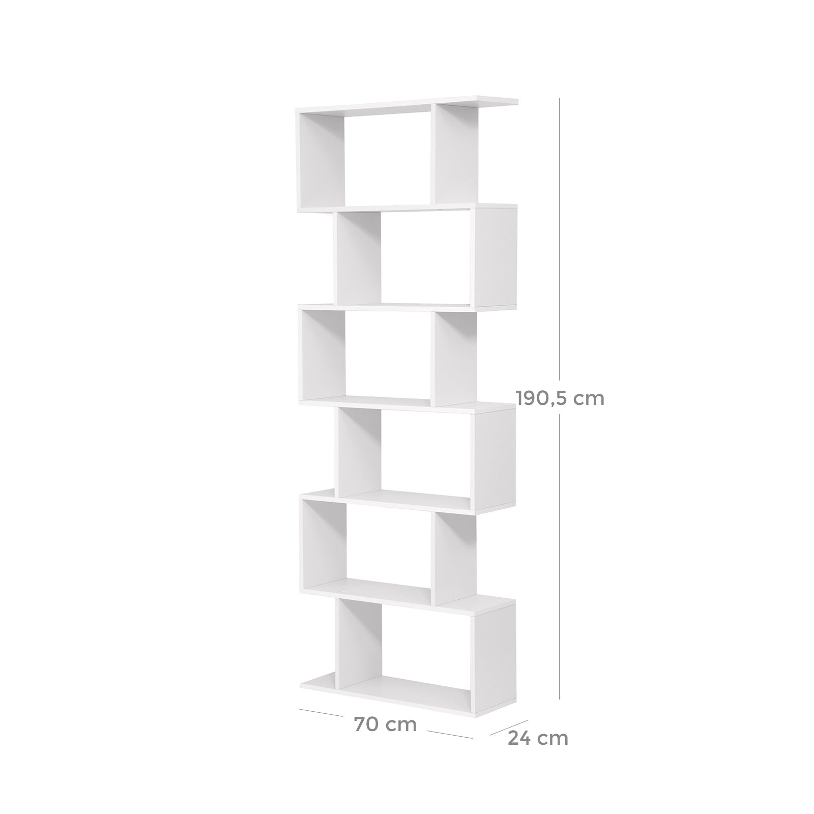 Bücherregal - 6 Level - dekorativ - weiß
