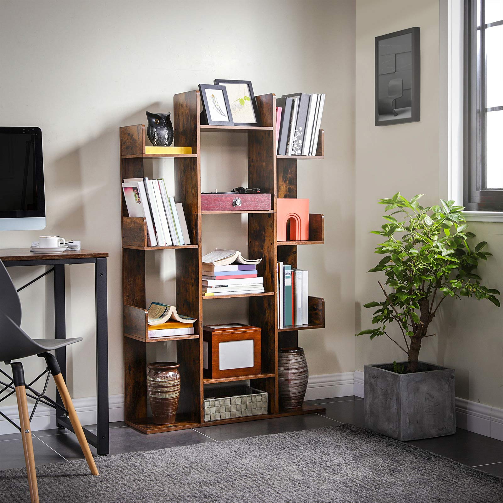 Bücherregal - Baum -Shaped -Bücherregal - Vintage Brown