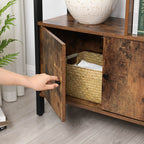 Bücherregal - Wohnzimmerschrank - Lagerschrank - Stehstange - Vintage Brown/Schwarz