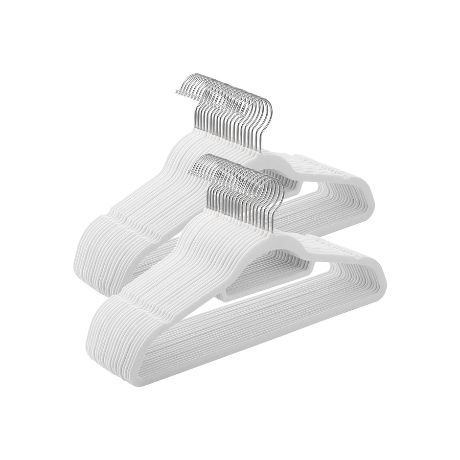 Bekleidungsbügel - Samt - Set von 20 - 0,6 cm dick - Weiß