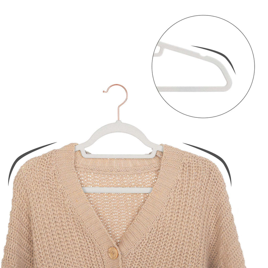 Samtkleiderbügel - Anti -Slip -Anhänger - Set von 50 - Weiß