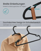 Kleidungsbügel Plastik -Set von 50 41,7 cm breitem Tintenschwarz
