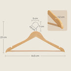 Holzkleiderbügel - Set von 20 - Massivholz - Anti -Slip - 360 ° rotierender Haken
