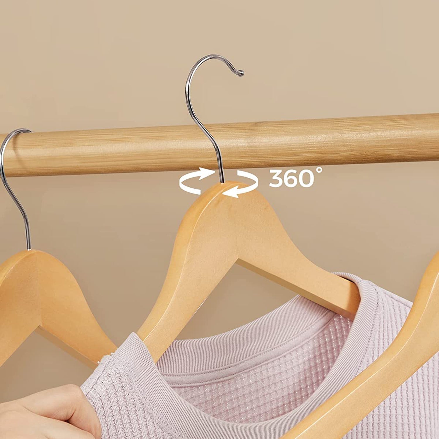 Holzkleiderbügel - Set von 20 - Massivholz - Anti -Slip - 360 ° rotierender Haken