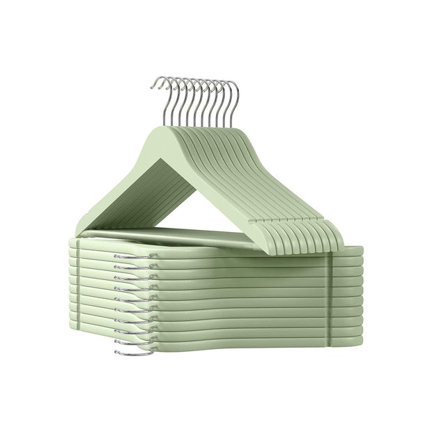 Hölzerne Kleidungsbügel - Set von 10 - Massivholz - Weiß