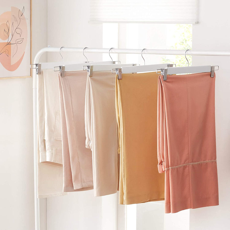 Hosenbügel - Set von 8 - mit Clips - Weiß